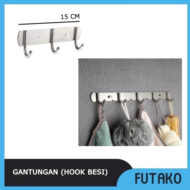 Jual Futako Gantungan Baju Dinding Hanger Kapstok Stainless Kait Titik