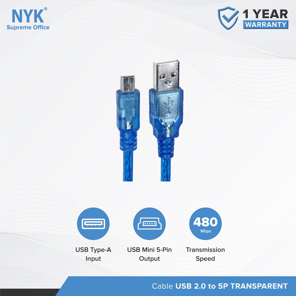 NYK Kabel USB to 5P 1.5 Meter Transparant COD (3)
