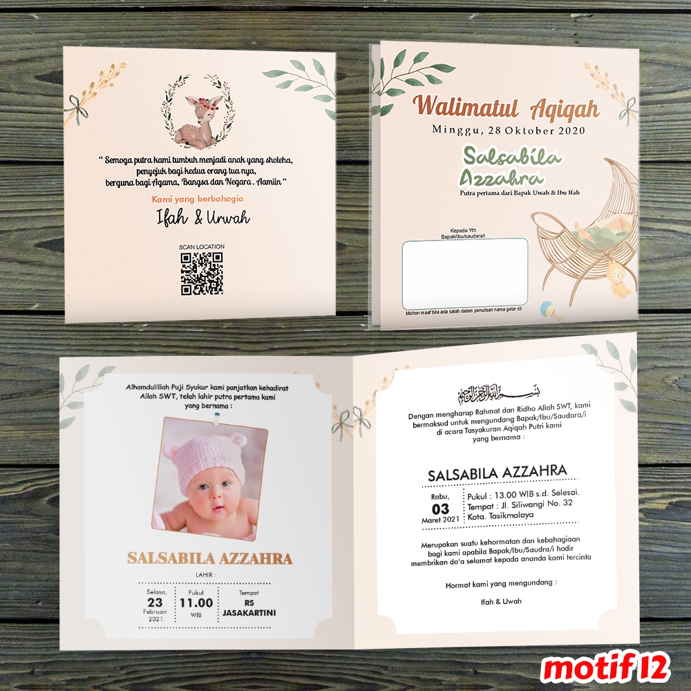 Jual Undangan Aqiqah Unik - Invitation Baby - Tasyakuran - Kelahiran