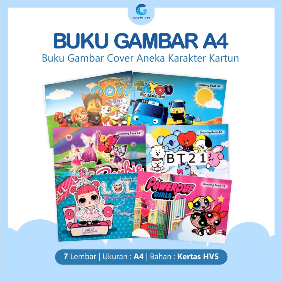 Jual Buku Gambar Anak Karakter Kartun Ukuran A4