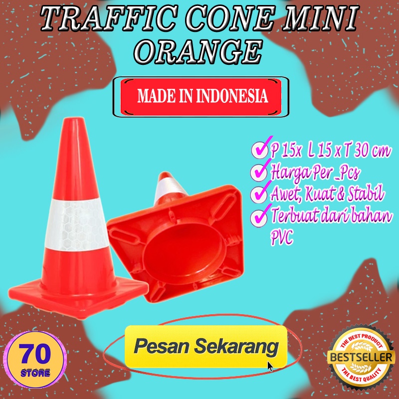 Jual SAFETY TRAFFIC CONE ORANGE KERUCUT LALU LINTAS MINI 30 CM PEMBATAS
