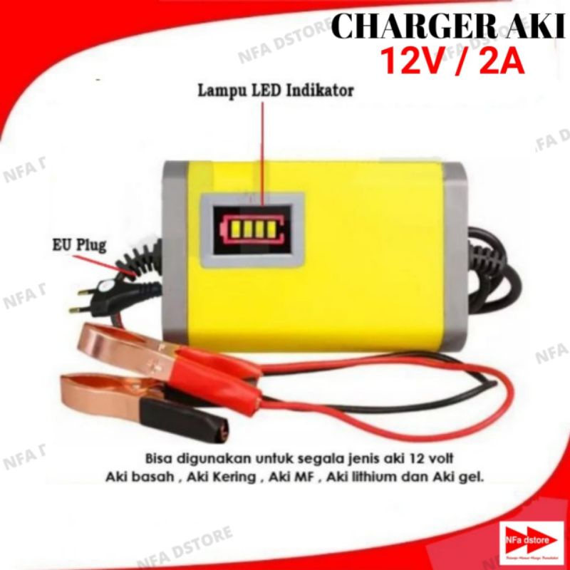 Jual Charger Aki Portable 12V/2A Alat Cas Aki Motor Mobil