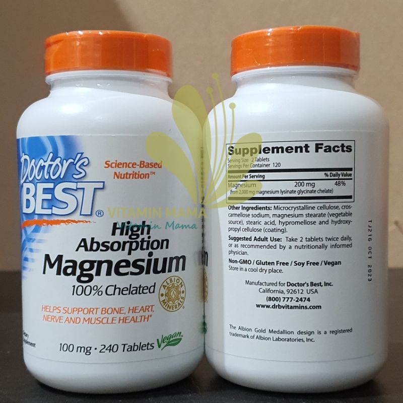 Jual Doctors Doctor Doctor's Best Magnesium 240 Tablets 100 Mg 100% ...