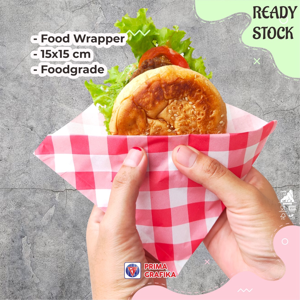 Jual Motif Kotakkotak Food Wrapper Bungkus Kantong Burger Sandwich
