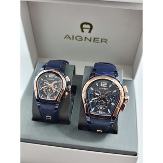 Jam Tangan Aigner Pasangan Jam Tangan Couple Tali Kulit Aigner Detik kecil dan Tanggal Aktif