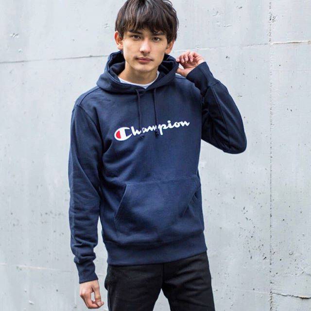 Jual Champion Life s Big Script Pullover Hoodie Navy Shopee Indonesia