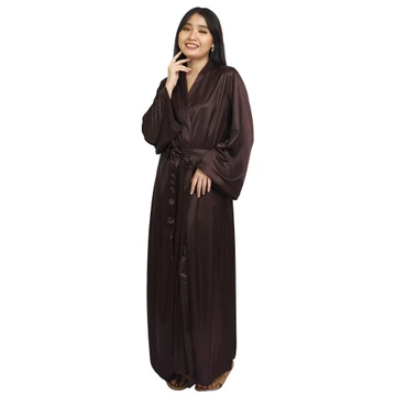 FOLVA Kimono Set Baju Tidur Satin 1385KGSET Coklat All Size