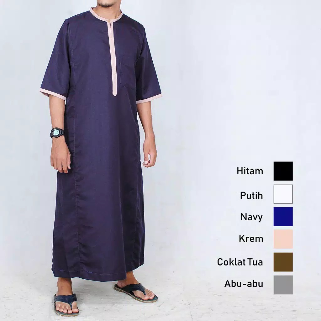 Jual Jubah Saudi Tangan Pendek Farrasi Gamis Pria Baju Muslim Fj004