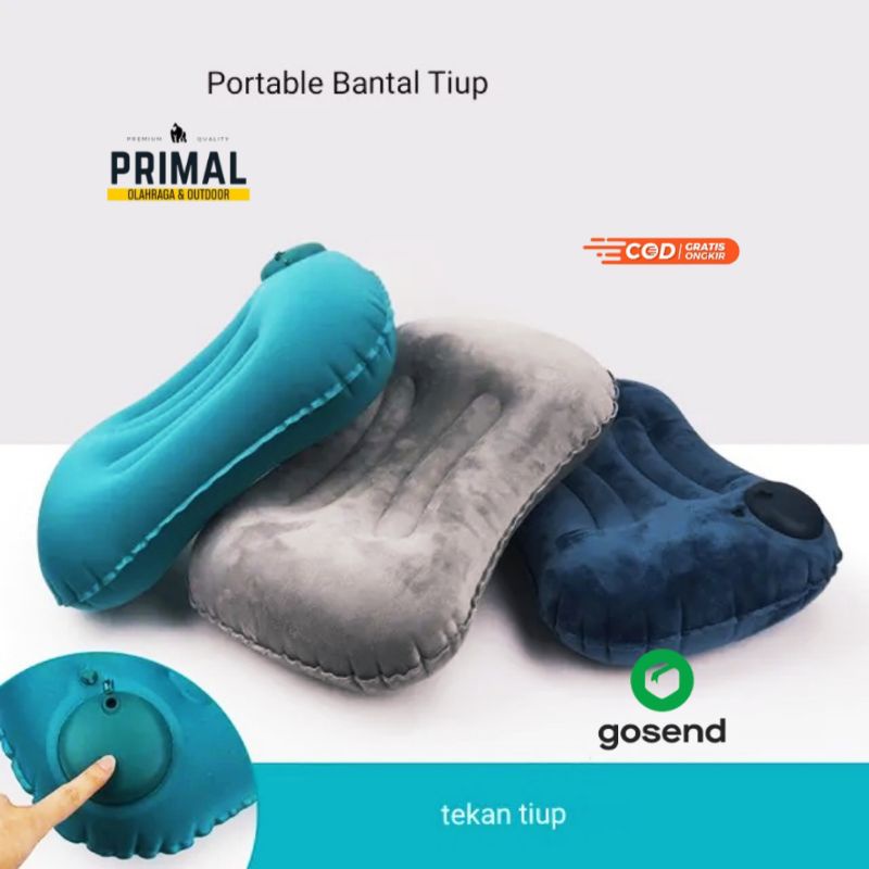 Jual Bantal Tiup Pompa Portabel Mini Bantal Udara Travel Berkemah Perlengkapan Tidur Leher