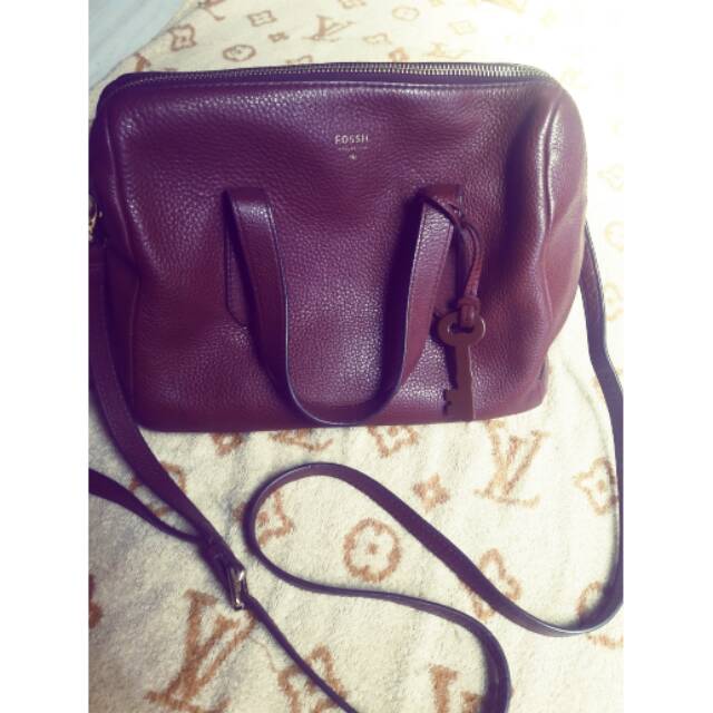 FOSSIL sydney satchel maroon preloved jual apa adanya