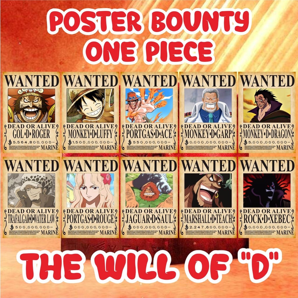 Jual Custom Poster Anime One Piece 1 Set Bounty Will Of D Germa 66 ...