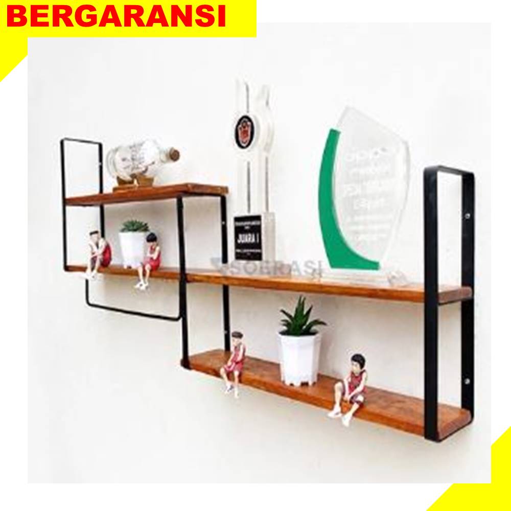 Jual Rak Dinding Besi Dan Kayu Panjang Luas Minimalis Vintage Retro