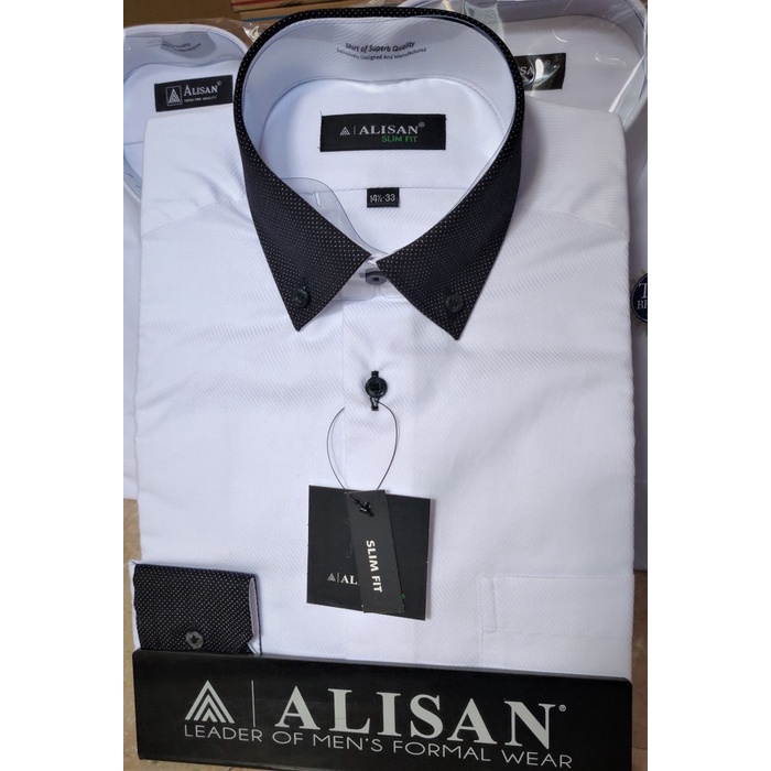 Jual Kemeja Branded Murah ALISAN Kemeja Dobby Putih Slim Fit Lengan