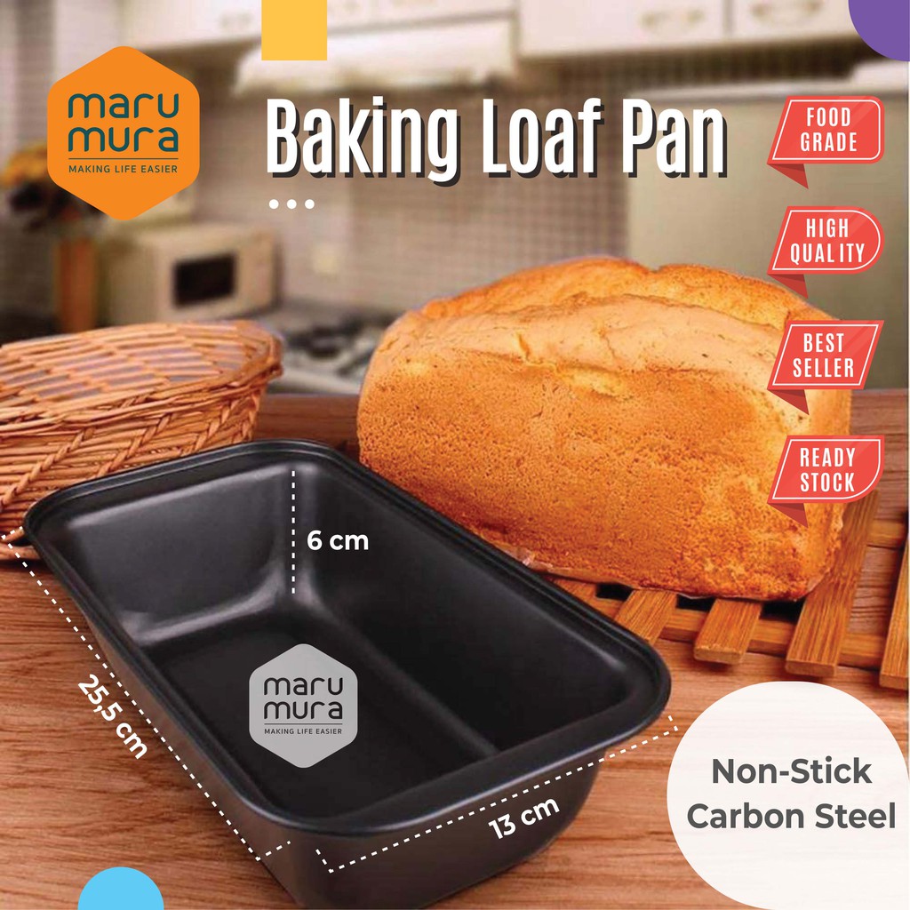Jual Marumura Loyang Kue Roti Sedang | Medium Loaf Pan | Loaf Pan Black ...