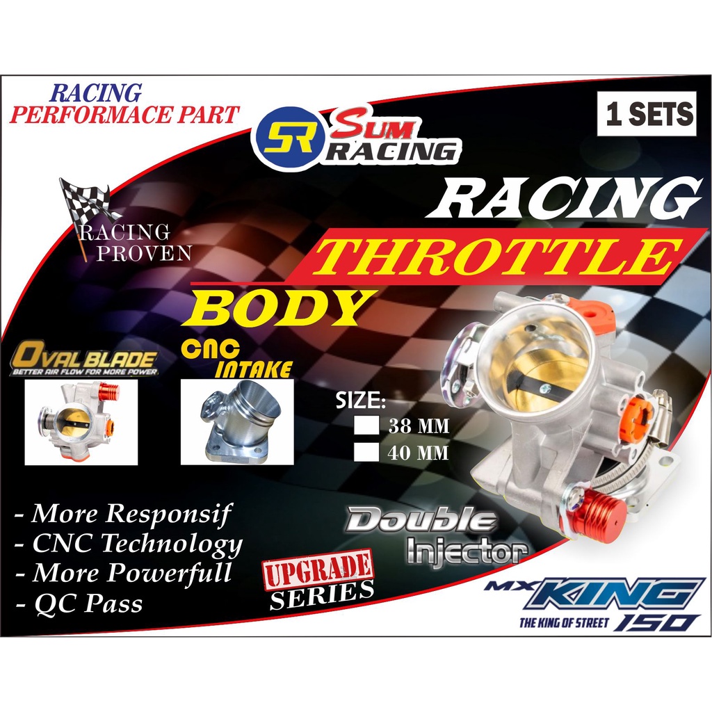 Jual THROTTLE BODY DOUBLE INJECTOR MX KING / R15V2 / NVA ( Oval Blade ...
