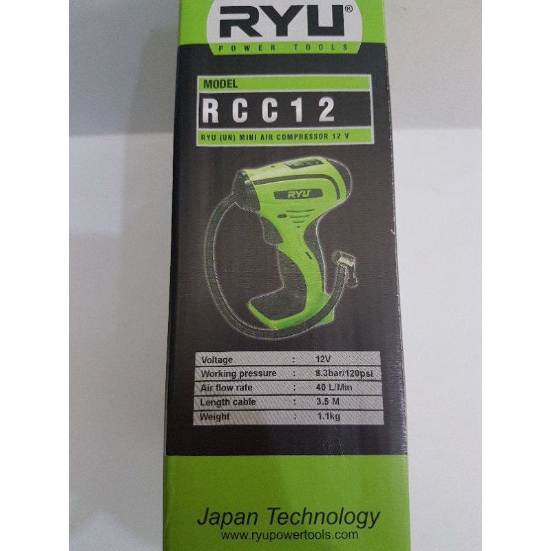 Jual Ryu RCC12 Mini Air Compressor 12V DC pompa ban kompresor rcc 12 v ...