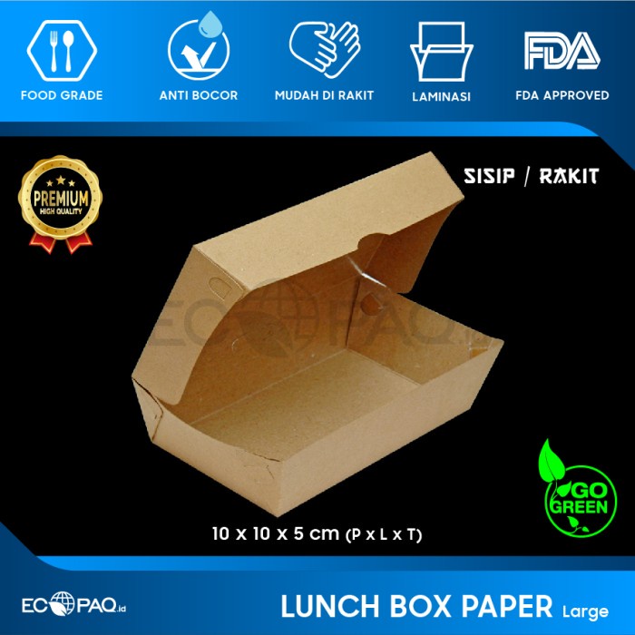 Jual Lunch Box - KRAFT COKLAT - Model Rakit - L (50 pcs) | Shopee Indonesia