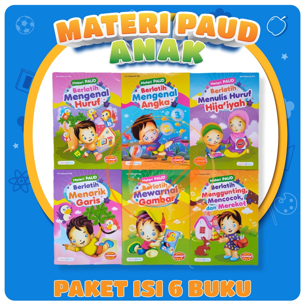 Jual Buku Materi PAUD Menulis Angka Abjad Hijaiyah Sepaket Isi 6 Buku ...