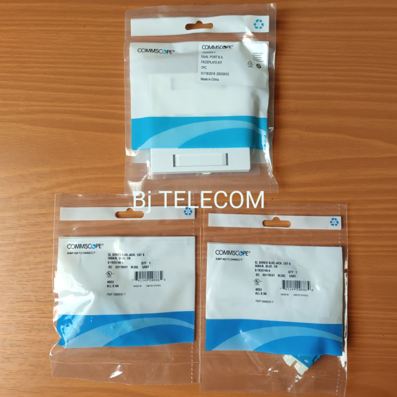 Jual face plate data cat 6 2 port plus modular Jack cat 6 AMP commscope ...