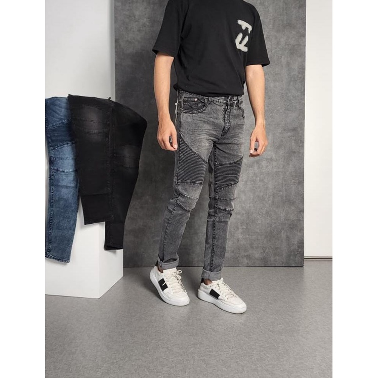 Jeans Biker Premium Quality Super SoftJeans Skinny Biker Jeans Premium  Super Soft Skinny Stretch Celana Soft Jeans Ripped Denim Size