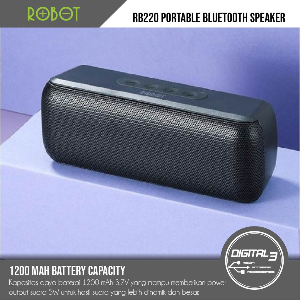 Jual Robot RB220 Bluetooth 5.0 Wireless Portable Speaker 8 Jam 5W Bass ...