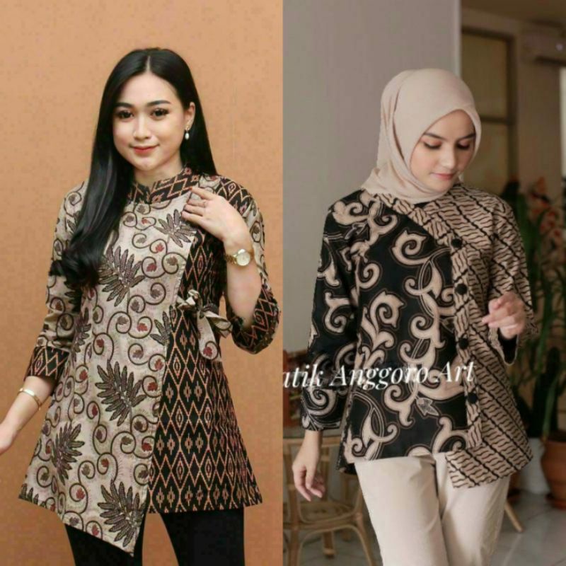 Jual Baju Batik wanita kerja modern M L XL XXL asli PEKALONGAN | Shopee