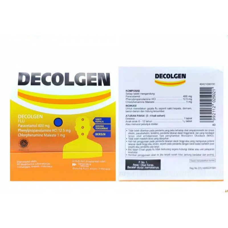 Jual DECOLGEN - meredakan gejala flu (1 strip - 4 tablet) | Shopee ...