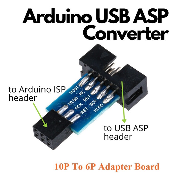 Jual AVRISP USBASP ISP Converter 10P to 6P Burn Bootloader Adapter 10 6 ...