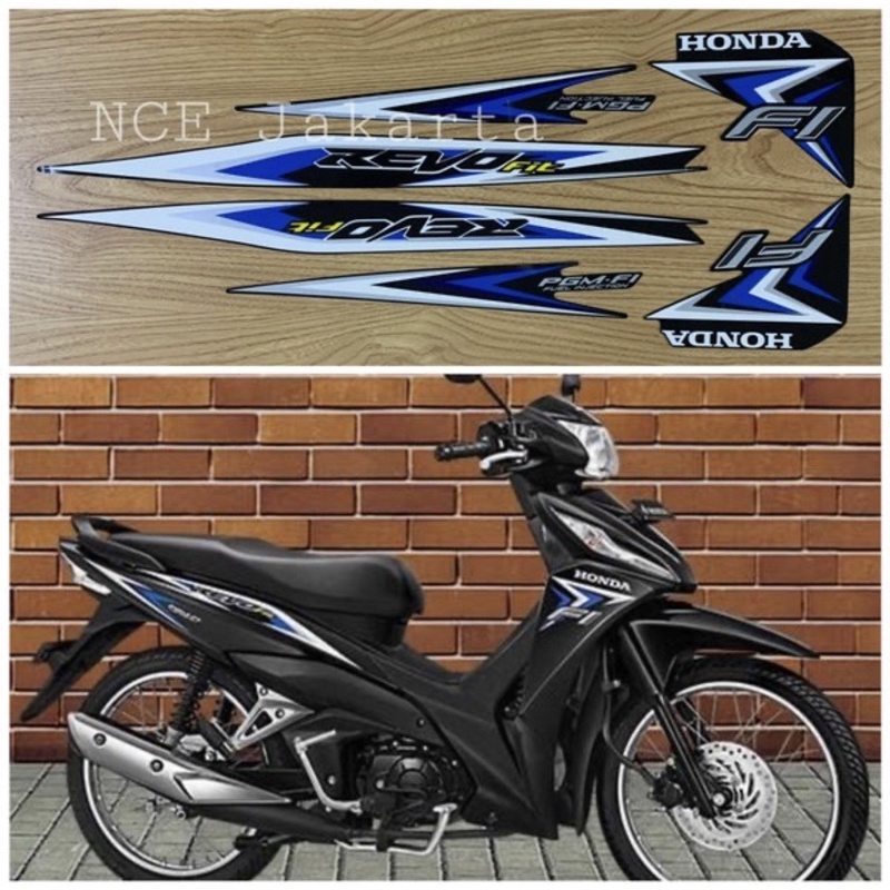 Jual STIKER STRIPING MOTOR REVO FIT FI 2015 HITAM LIS BIRU | Shopee ...