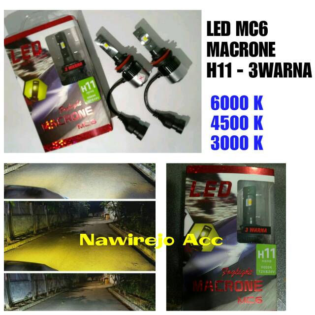 Jual Turbo Led H11 MC6 Macrone 3 Warna | Shopee Indonesia