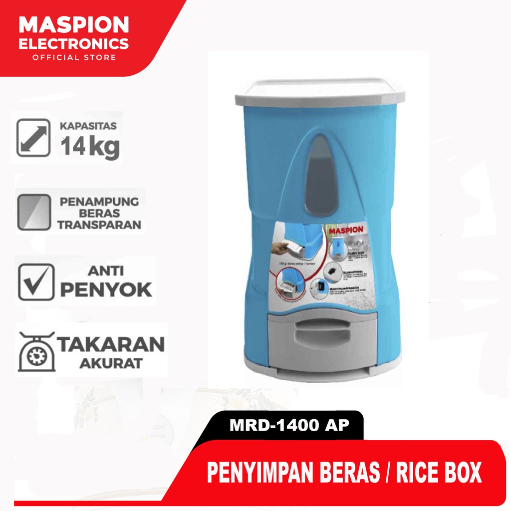 Jual Maspion Rice Box Kotak Beras kapasitas 14 Kg MRD-1400 AP | Shopee ...