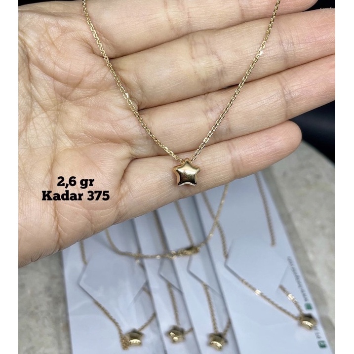 Jual KALUNG BINTANG EMAS ASLI KADAR 375/8K HWT GOLD WANITA DEWASA ...