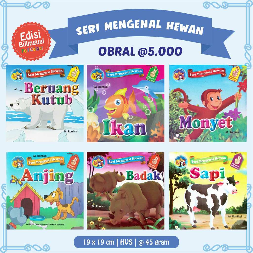 Jual Buku Cerita Anak Bilingual Seri Mengenal Hewan Sapi Badak Anjing ...