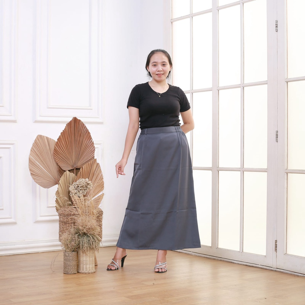 Jual Rok Kerja Wanita Maxi Skirt -Rok Line A Polos Size S-L5 | Shopee ...