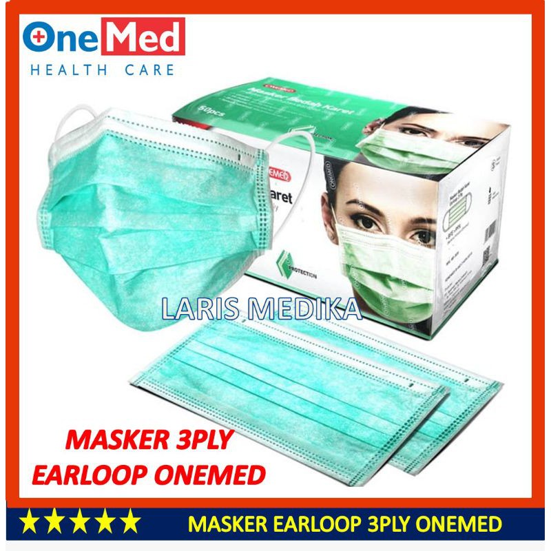 Jual MASKER EARLOOP 3 PLY ONEMED / MASKER BEDAH / MASKER MEDIS / MASKER ...