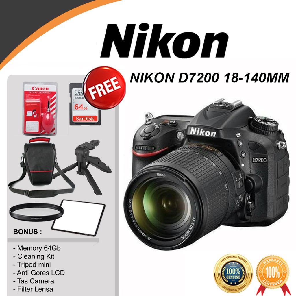 Jual NIKON D7200 KIT 18-140MM VR - KAMERA SLR NIKON D7200 + LENSA 18 ...