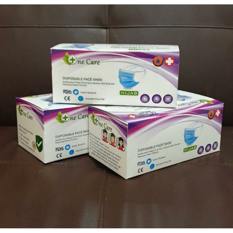 Jual MASKER HEADLOOP/HIJAB Warna Hijau 3 ply ( 1 box isi 50 pcs ...