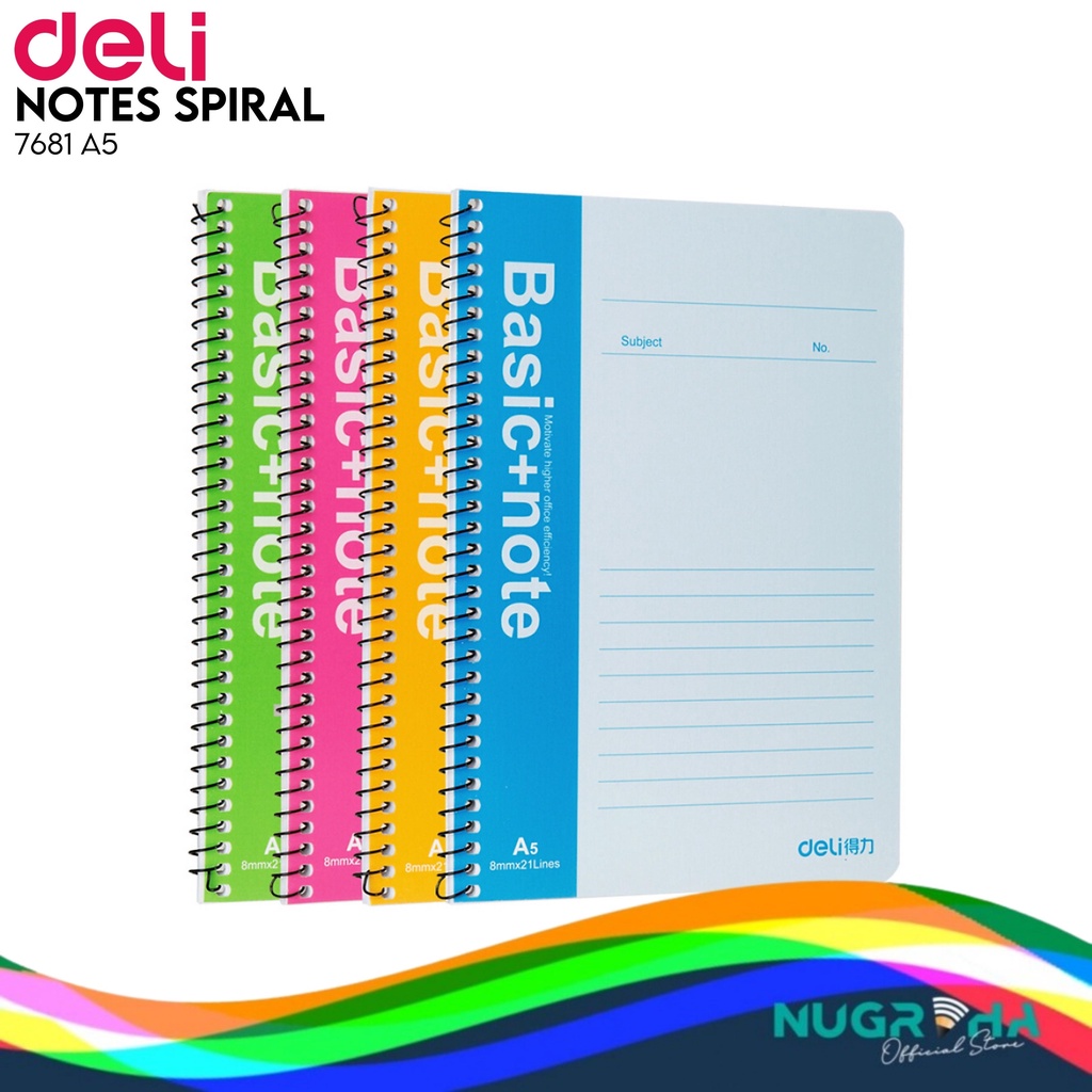Jual NOTES SPIRAL / BUKU CATATAN DELI 7681 A5 | Shopee Indonesia
