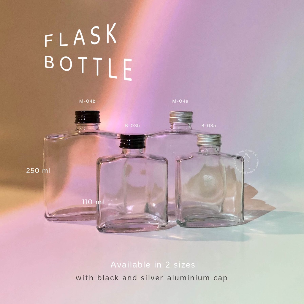 Jual Botol kaca 100ml & 250ml - flask bottle | Shopee Indonesia