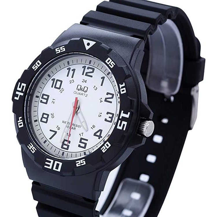 QQ QNQ Q Q Original Jam Tangan Pria Analog qq VR18 Series ori Straps Rubber Hitam Anti Air
