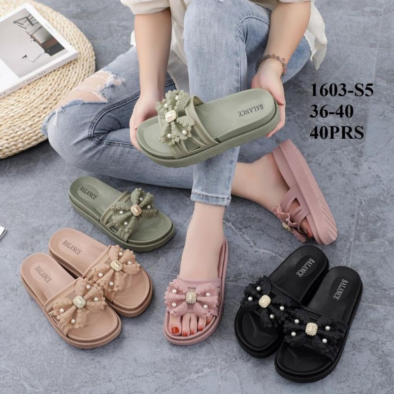 Jual Sandal Jelly Balance Sandal Wedges motif bunga Balance 1603