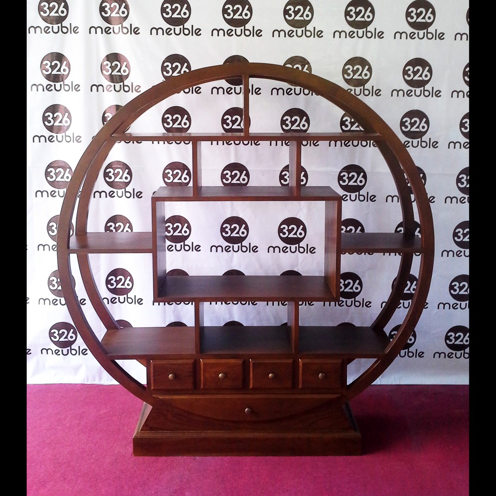 Jual Partisi Ruangan Jati, Rak Buku Jati, Partisi Ruangan Bulat