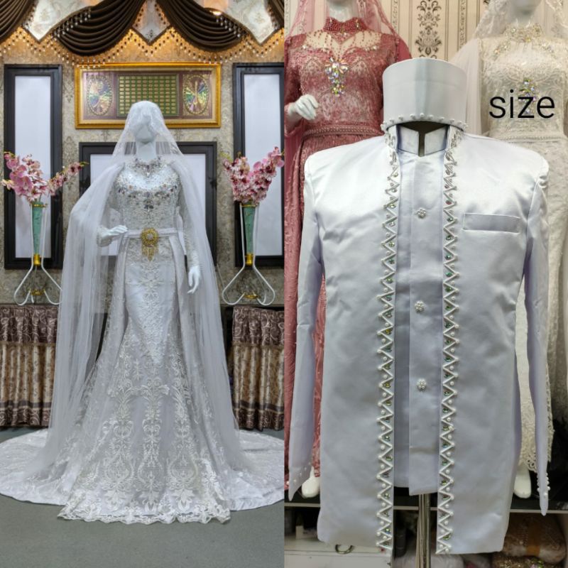 Jual NEW PRODUK/ GAUN PENGANTIN COUPLE MEWAH BEREKOR//BESKAP//GAUN ...