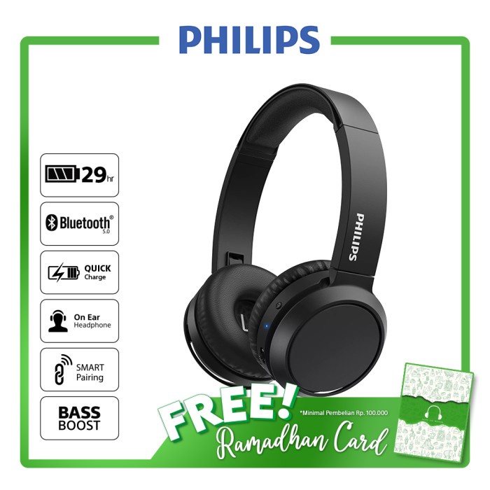 Jual Philips TAH4205 Black On-ear Wireless Headphones / TAH 4205 ...