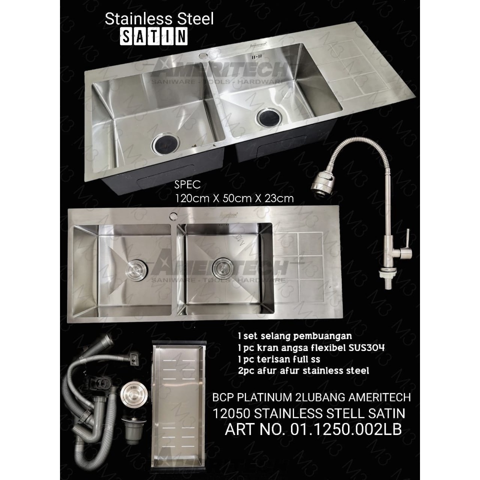 Jual (REGULER) KITCHEN SINK STAINLESS PLATINUM BLACK DAN STAINLESS ...