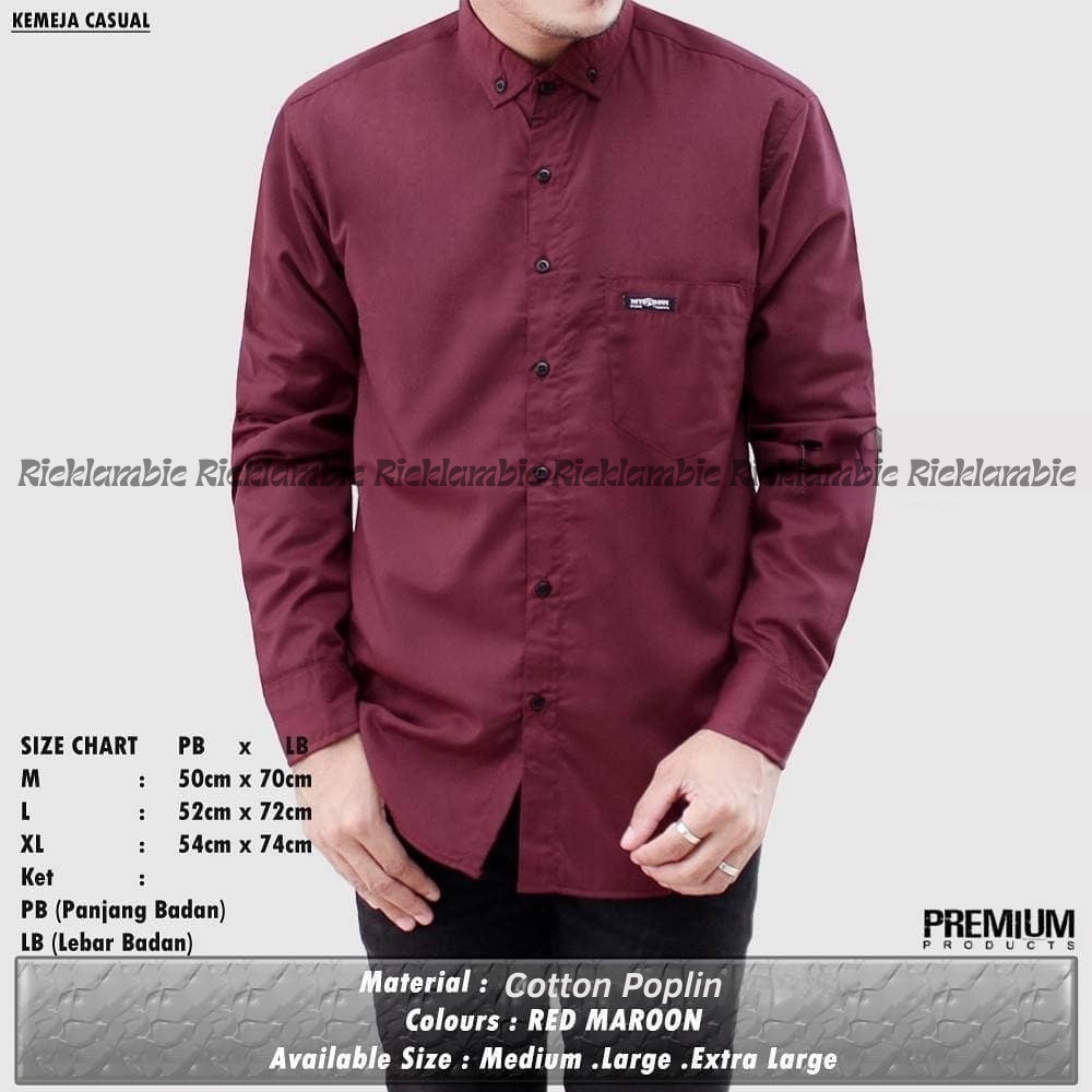 Kemeja Lengan Panjang Neo Grey Maroon