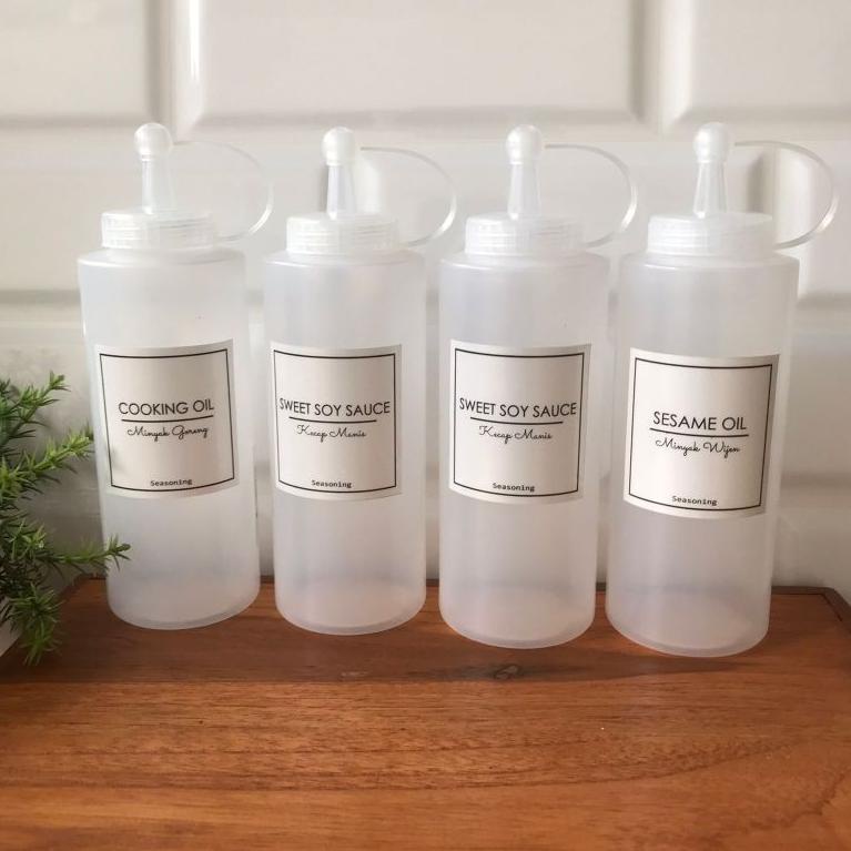 Jual BOTOL SAUS KECAP WARNA PUTIH CLEAR LABEL STIKER BOTOL SEASONING ...