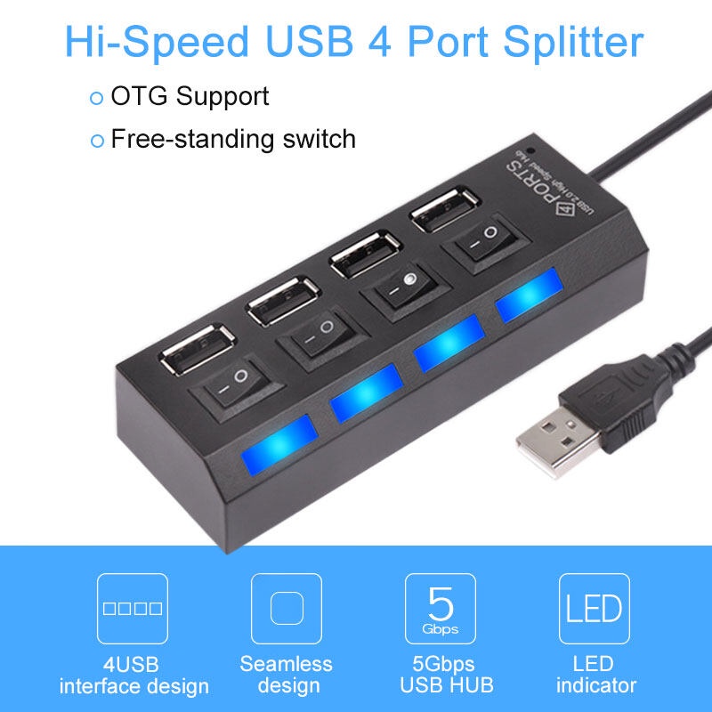 Jual USB Port Hub 2.0 4 Lubang / 7 Lubang Adaptor High Speed Power ...