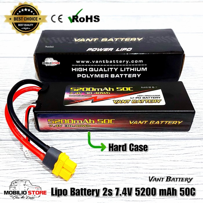 Jual Vant Battery Lipo 2S 7.4 Volt 5200 mAh 50C Baterai RC Lithium