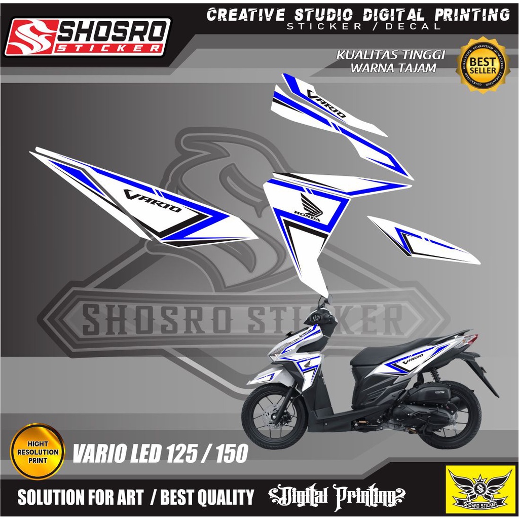 Jual Stiker Striping Variasi Honda Vario 125 And 150 Led Tahun 2015 2016 2017 Vareiasi Putih Biru